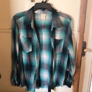 Turquoise plaid button up